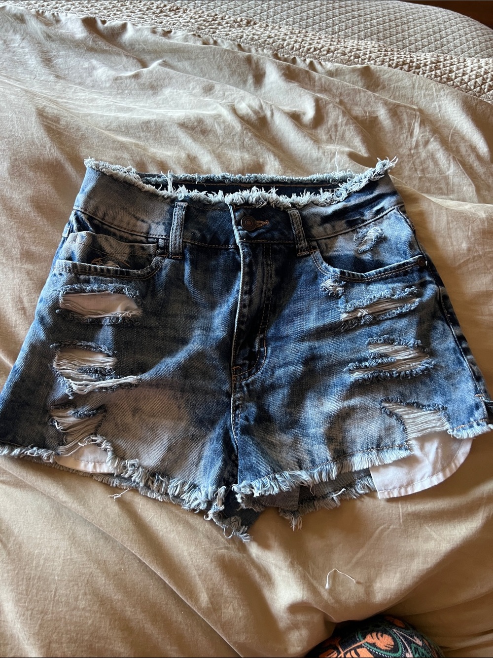 Rewash Distressed Light Blue Denim Cutoff Shorts
